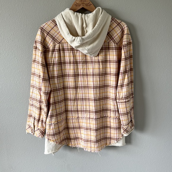 BKE Boyfriend Plaid Hooded Button Down Flannel Sweatshirt/Tunic Women's Small - Picture 11 of 13